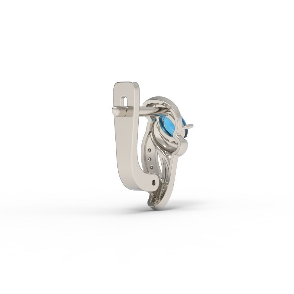 Women earrings with gems CAD 3dm stl 3D print model_9