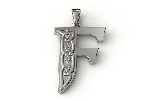 Celtic pendant letter  F 3D print model