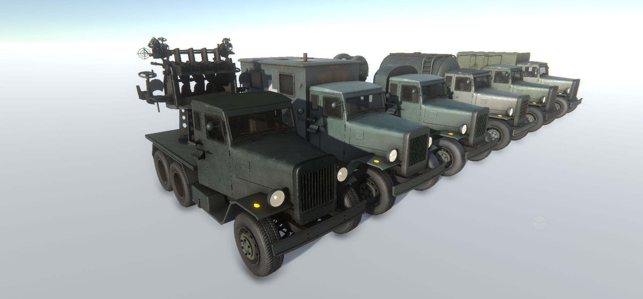 Old Military Trucks Set Low-poly 3D model_2