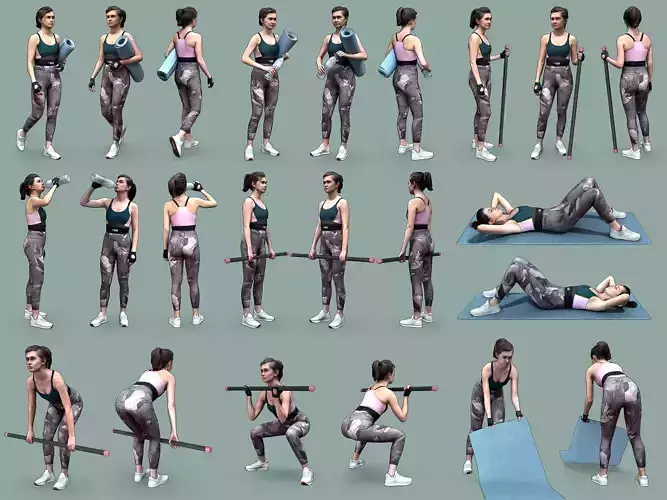 Stylized Fitness Characters 3D Model Collection