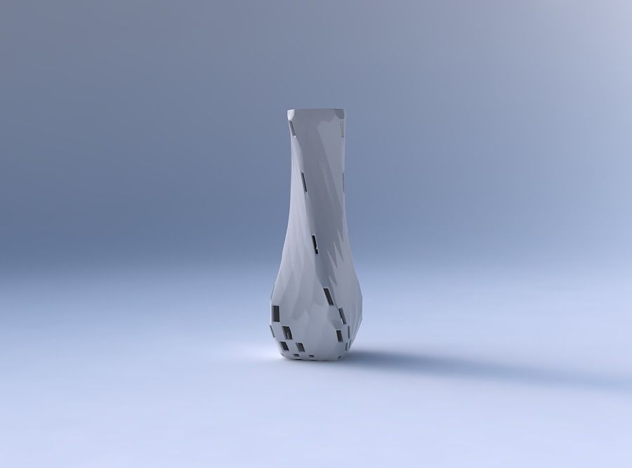 Vase twisted larger opening rectangle with checker grid latti... 3D print model_4