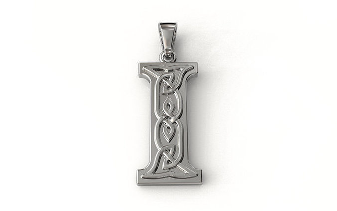 Celtic pendant letter I 3D print model