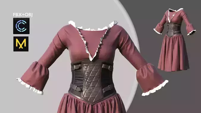 Female Dress with Corset Marvelous Designer