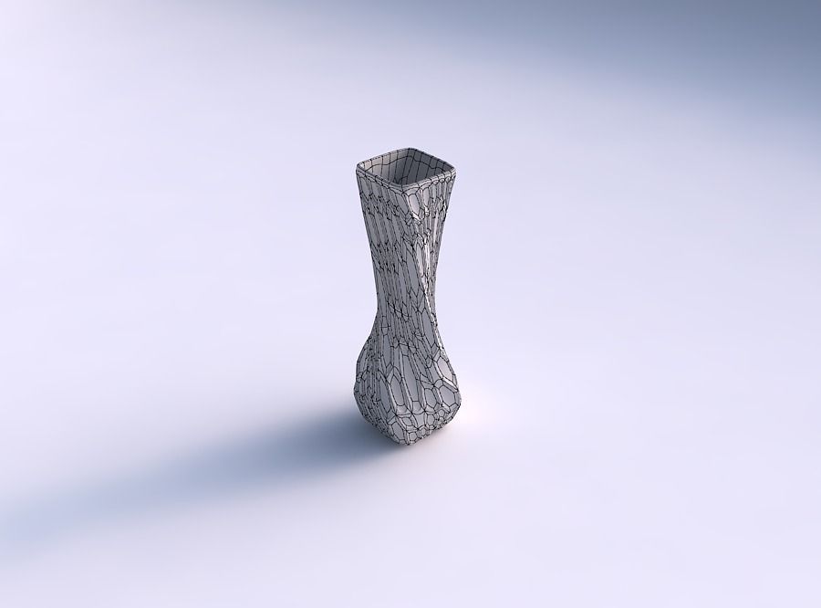 Vase twisted larger opening rectangle with bubbles 3D print model_5