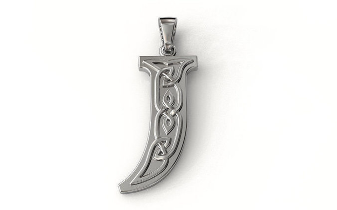 Celtic pendant letter J 3D print model