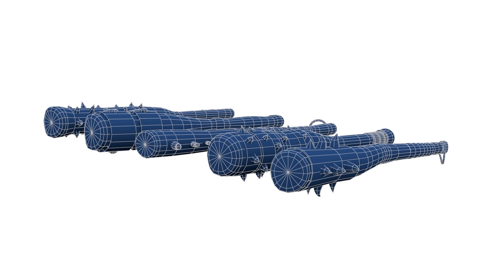 Set of Wooden Maces Low-poly 3D model_28