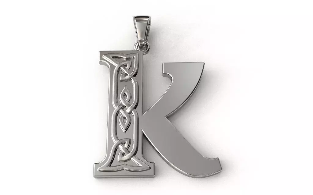 Celtic pendant letter K 3D print model