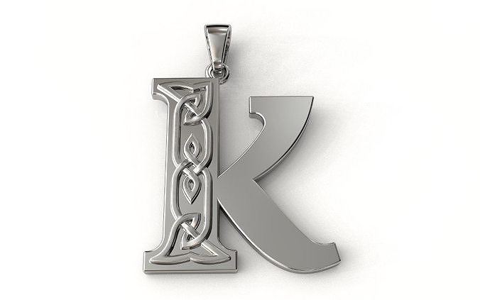 Celtic pendant letter K 3D print model