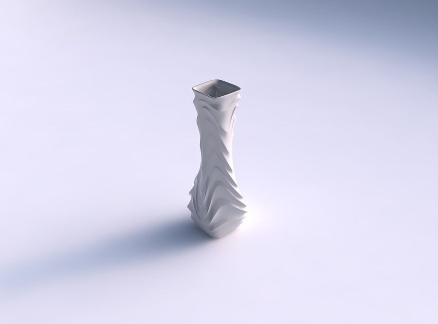 Vase twisted larger opening rectangle with curved horizontal ... 3D print model_0