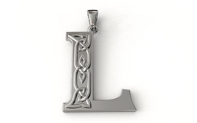 Celtic pendant letter L 3D print model