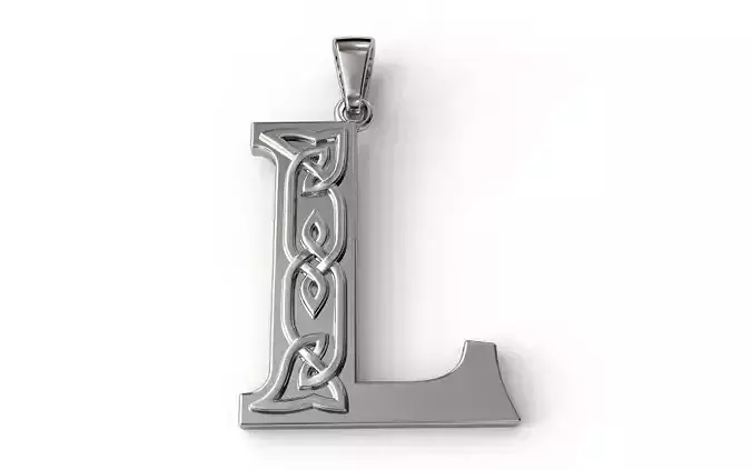 Celtic pendant letter L 3D print model