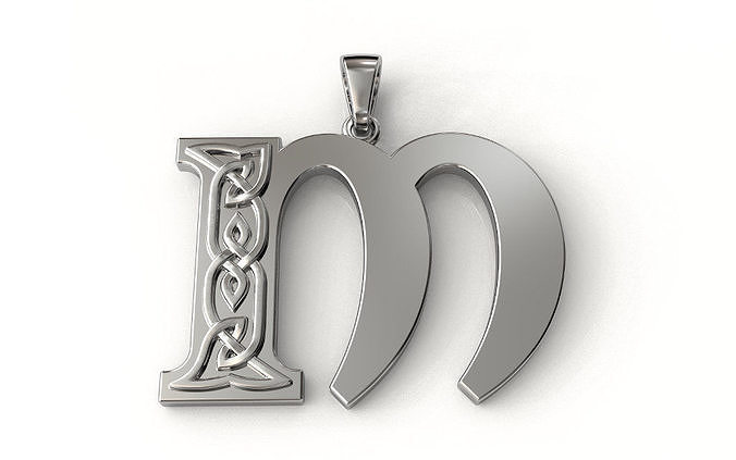 Celtic pendant letter M 3D print model
