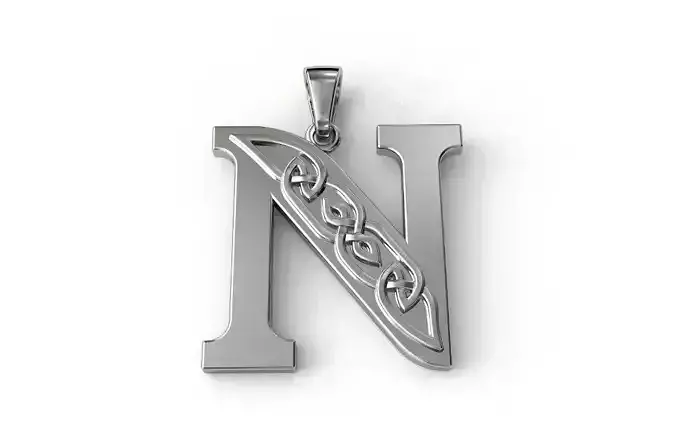 Celtic pendant letter N