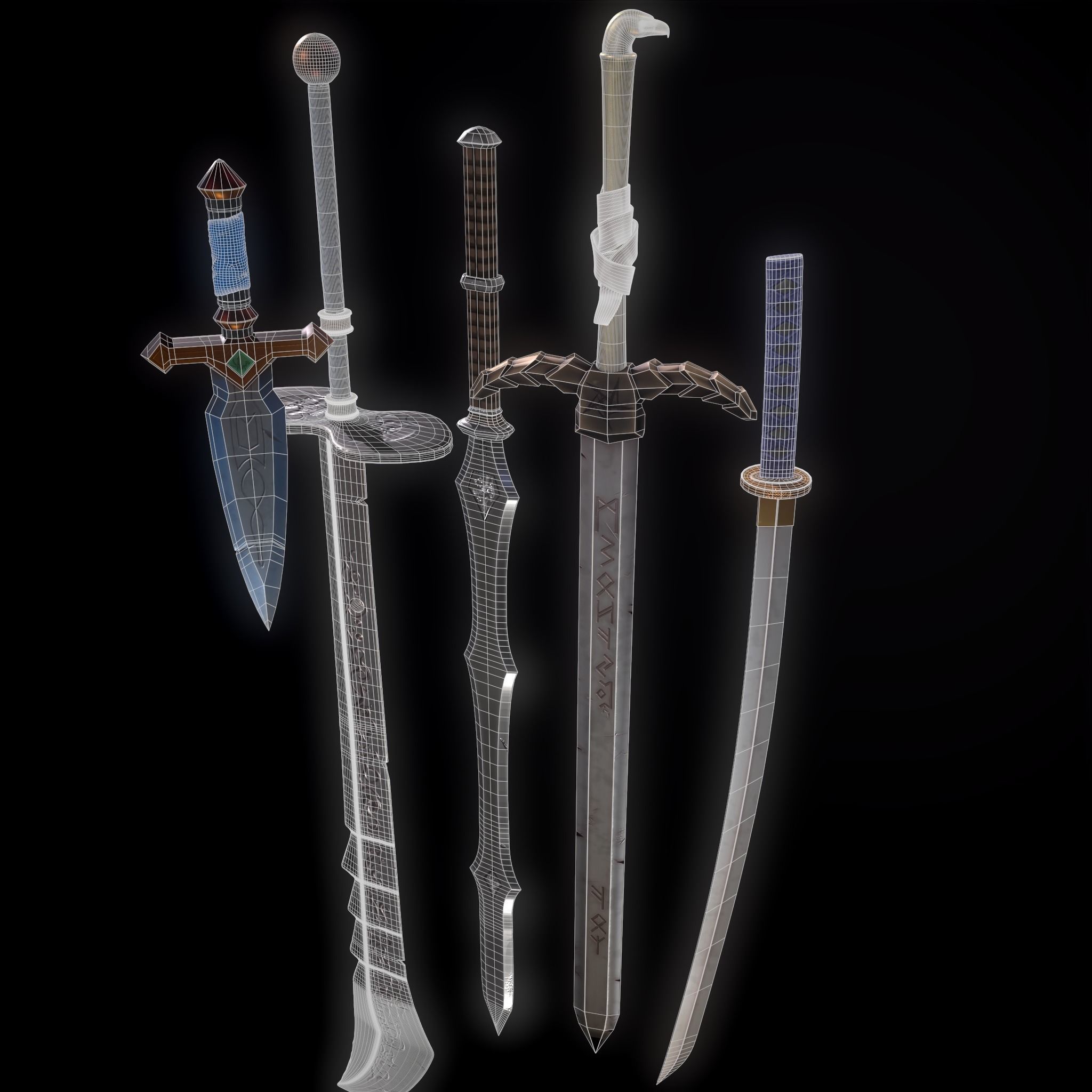 Sword Pack Low-poly 3D model_6