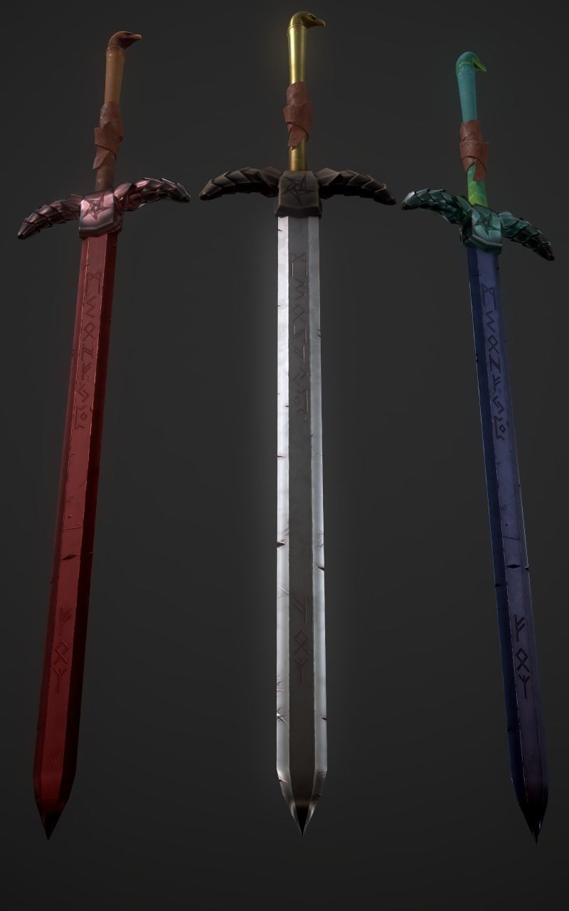 Sword Pack Low-poly 3D model_5
