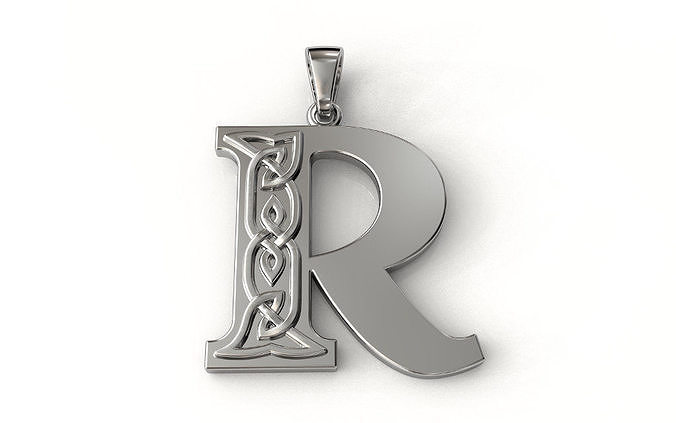 Celtic pendant letter  R 3D print model
