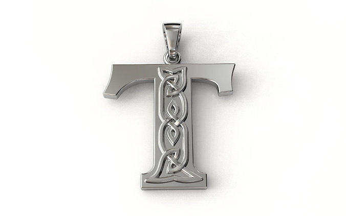 Celtic pendant letter  T 3D print model
