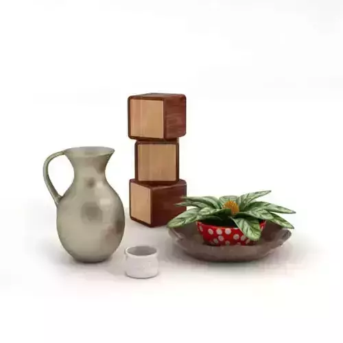 Home Decor Flower Bowl Jug Wooden Cubes