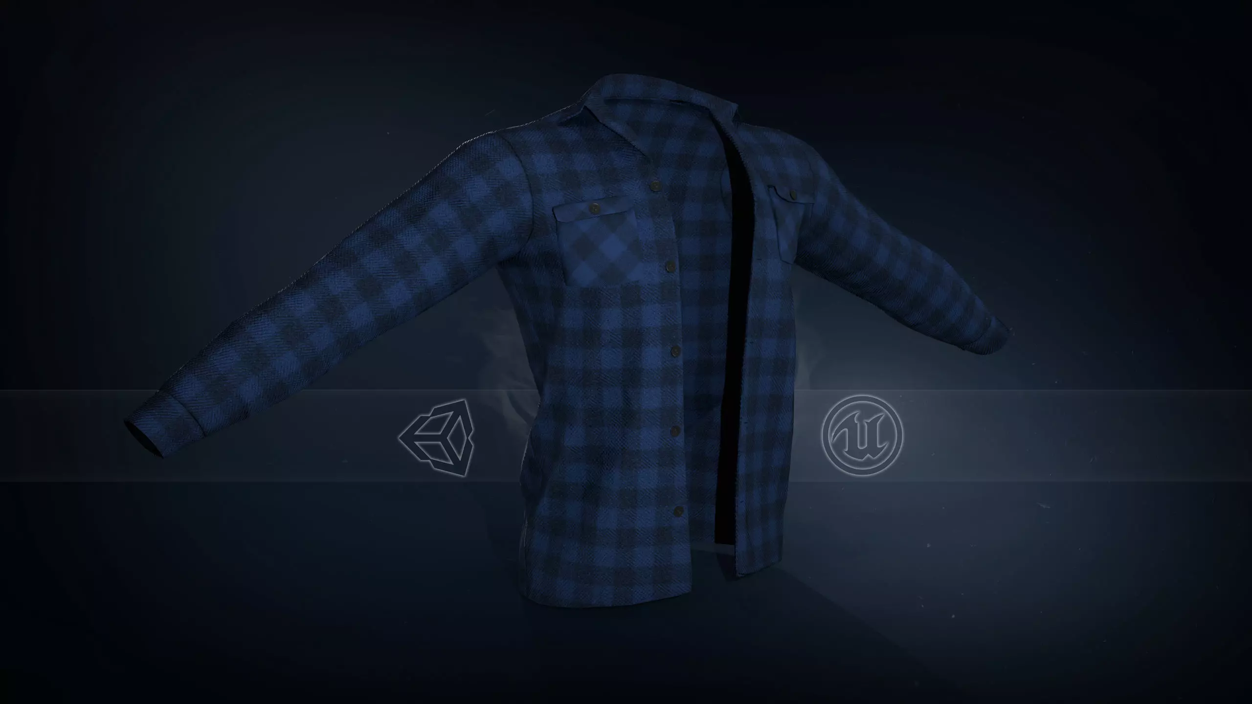 Blue Flannel Shirt Low-poly 3D model