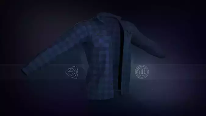 Blue Flannel Shirt Low-poly 3D model