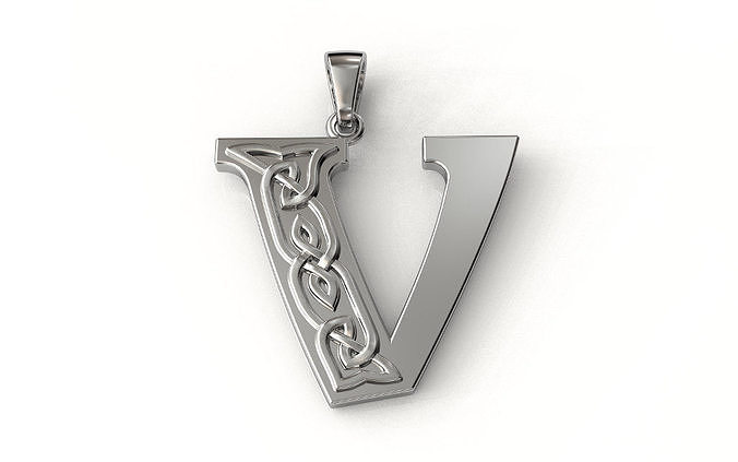 Celtic pendant letter  V 3D print model