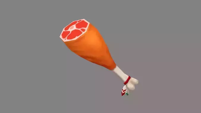 Cartoon ham - turkey leg Low-poly 3D model