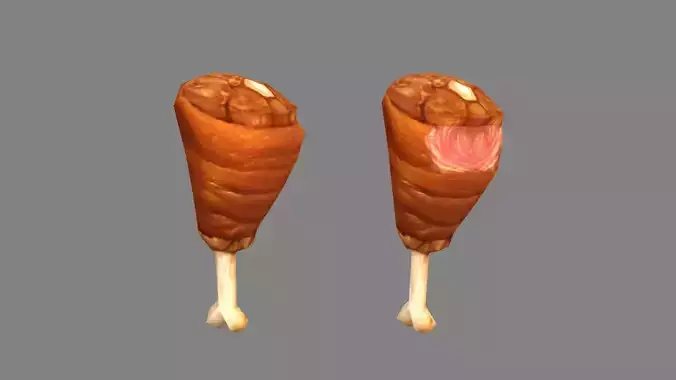 Cartoon Braised Pork - Pork Knuckle - Ham - Deli meats Low-poly 3D model