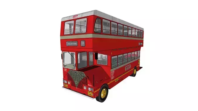 Ashok Leyland Single Cabin Double Decker bus - Mumbai City BEST Low-poly 3D model