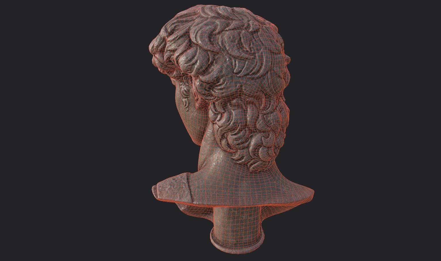 Bust of David   Low-poly 3D model_28