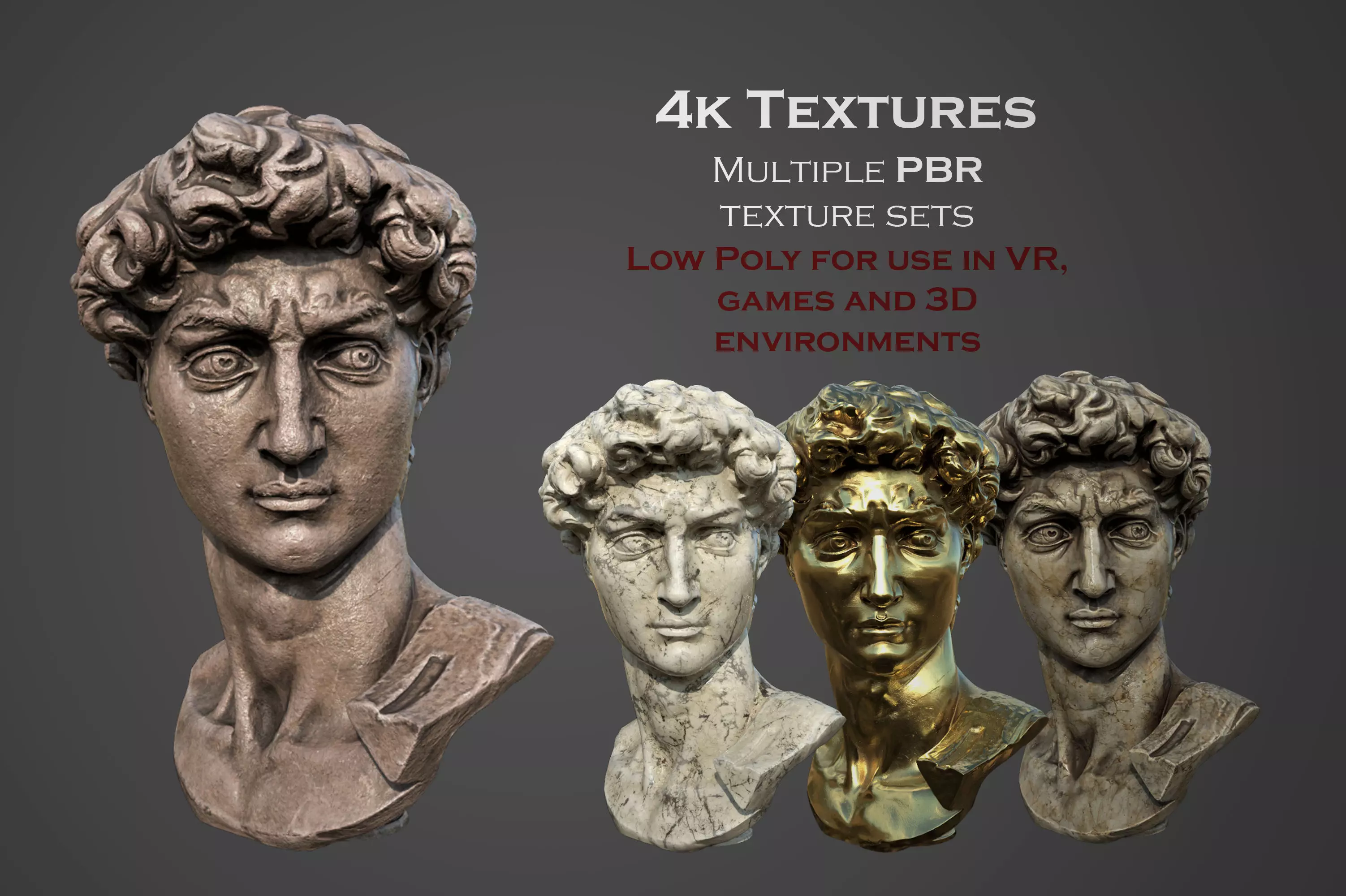 Bust of David   Low-poly 3D model_0
