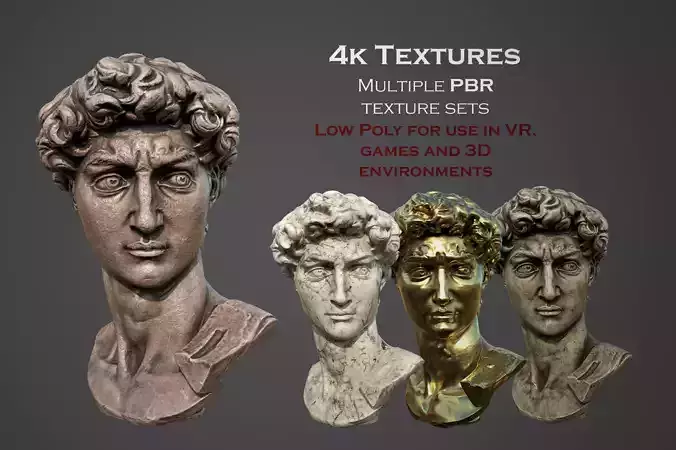 Bust of David   Low-poly 3D model Bust of David   Low-poly 3D model
