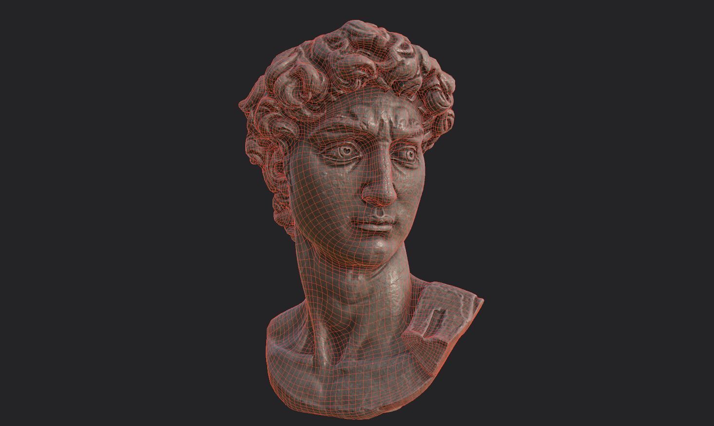 Bust of David   Low-poly 3D model_29