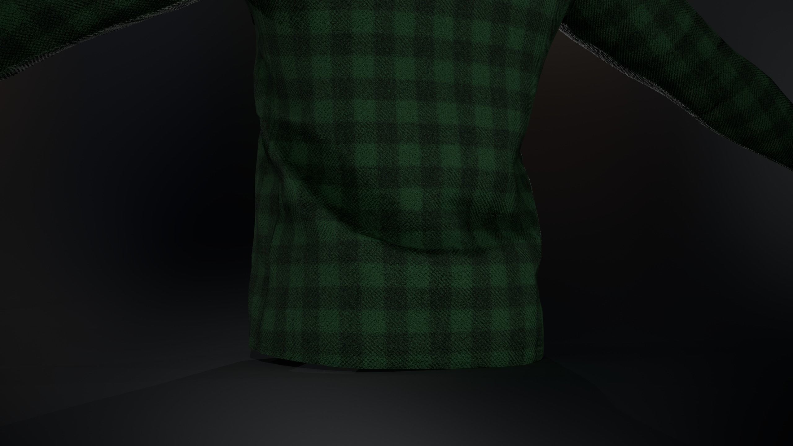 Green Flannel Shirt  Low-poly 3D model_9