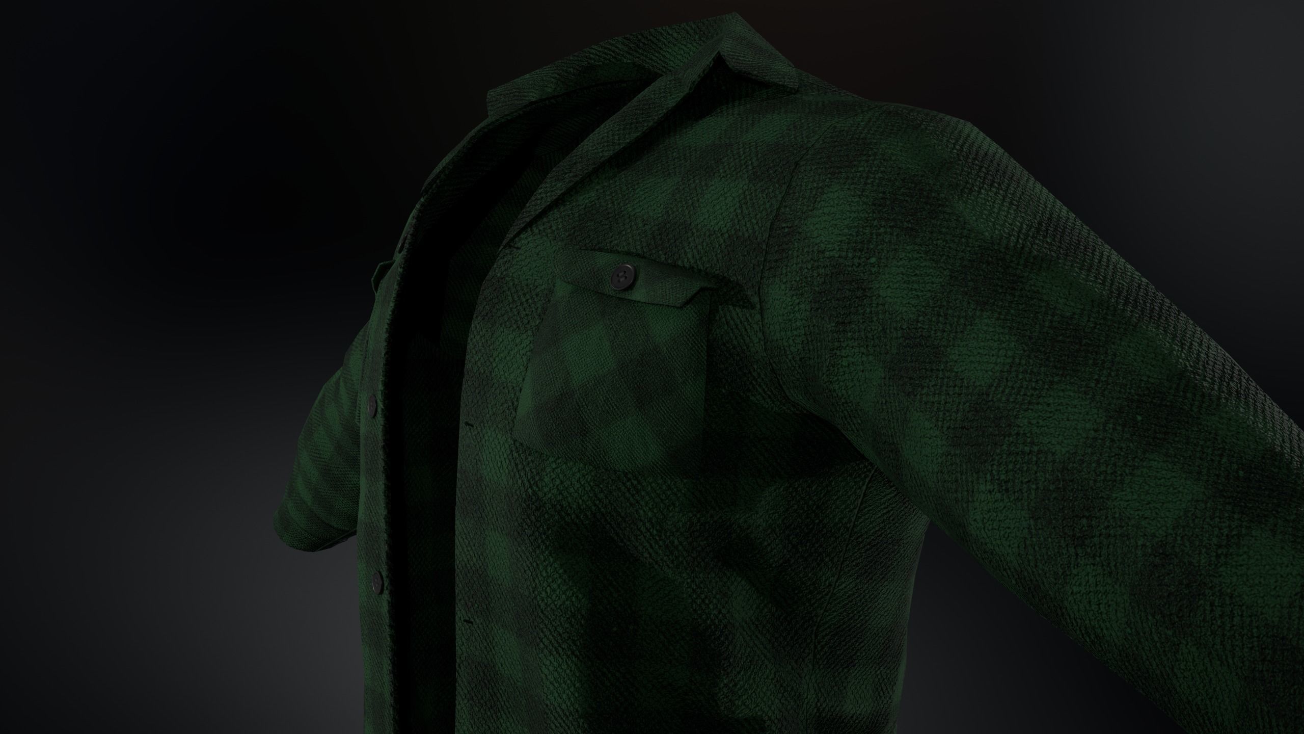 Green Flannel Shirt  Low-poly 3D model_17