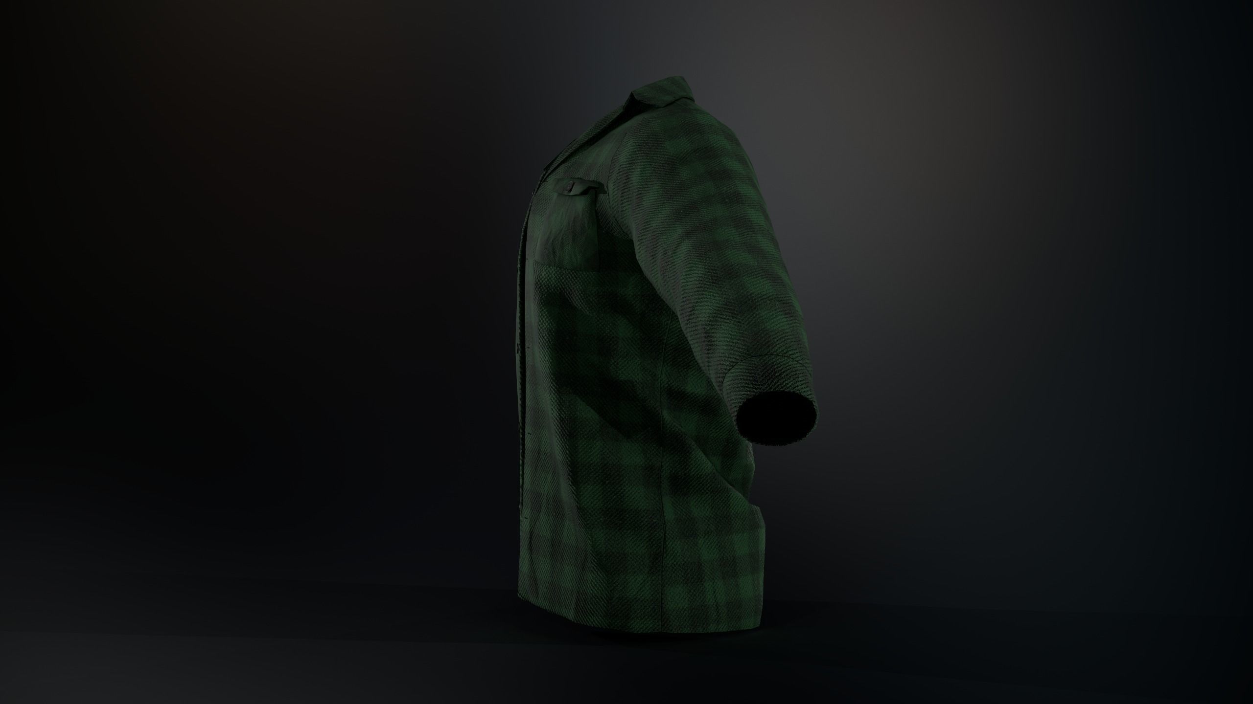 Green Flannel Shirt  Low-poly 3D model_11