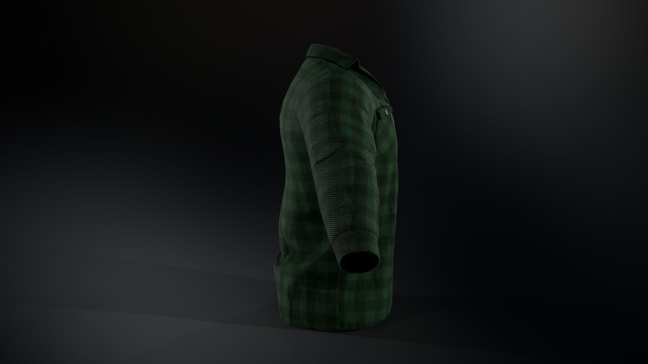 Green Flannel Shirt  Low-poly 3D model_8