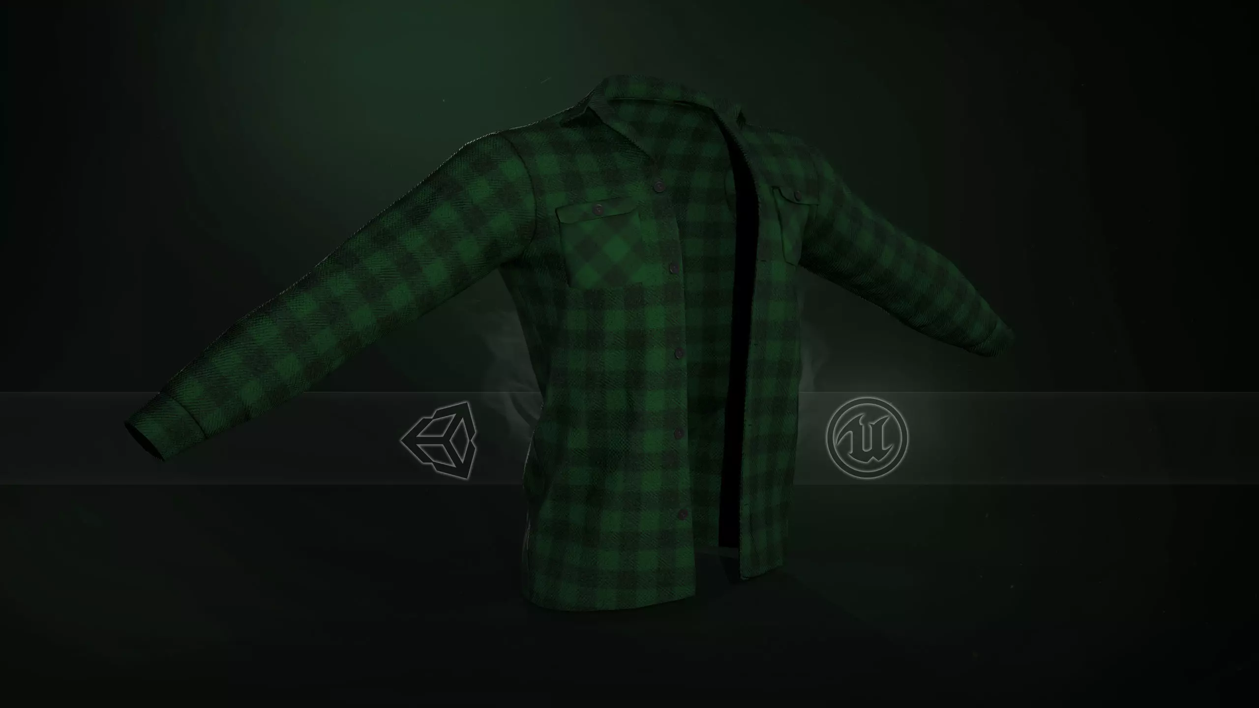 Green Flannel Shirt  Low-poly 3D model_0