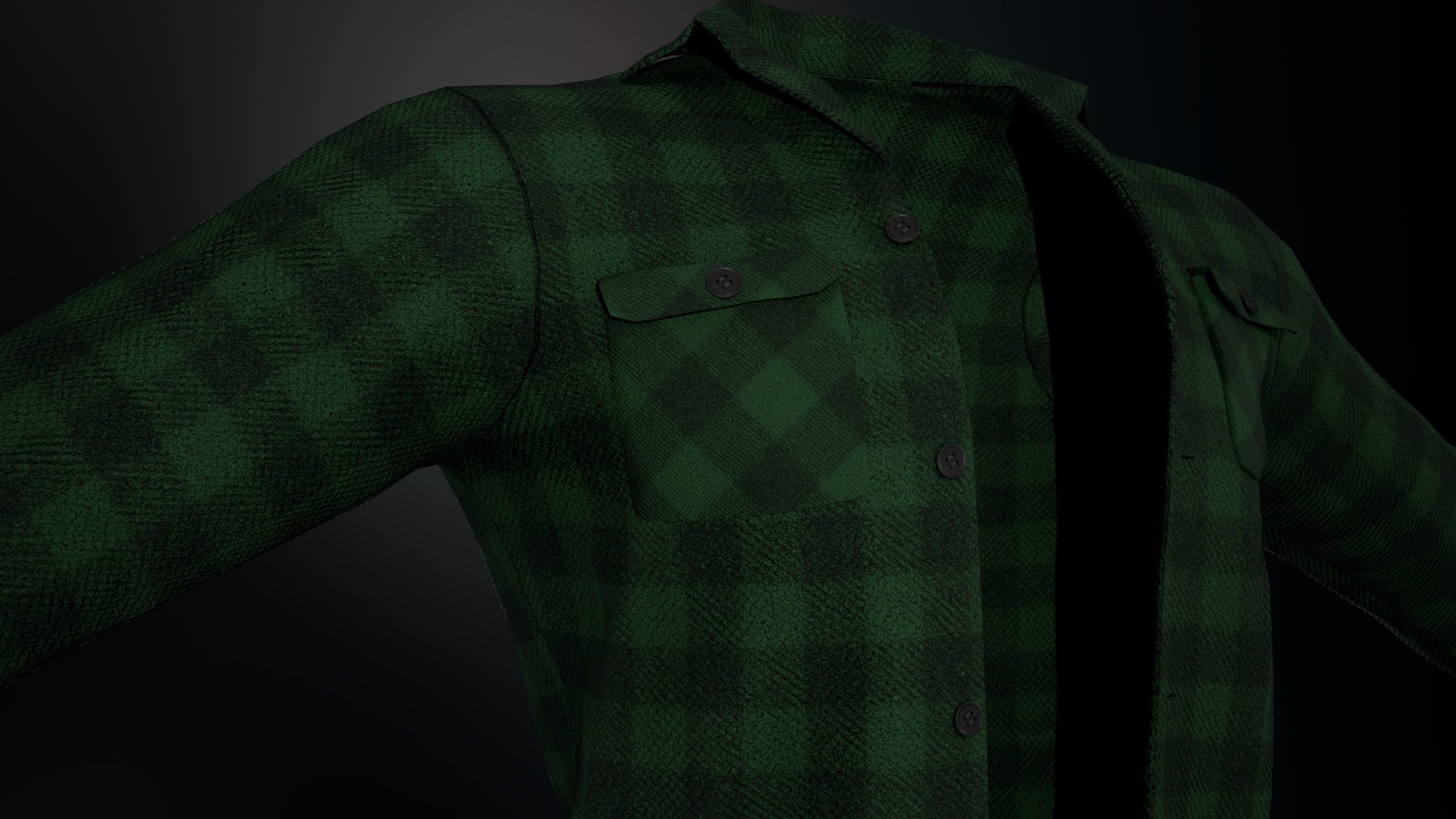 Green Flannel Shirt  Low-poly 3D model_15