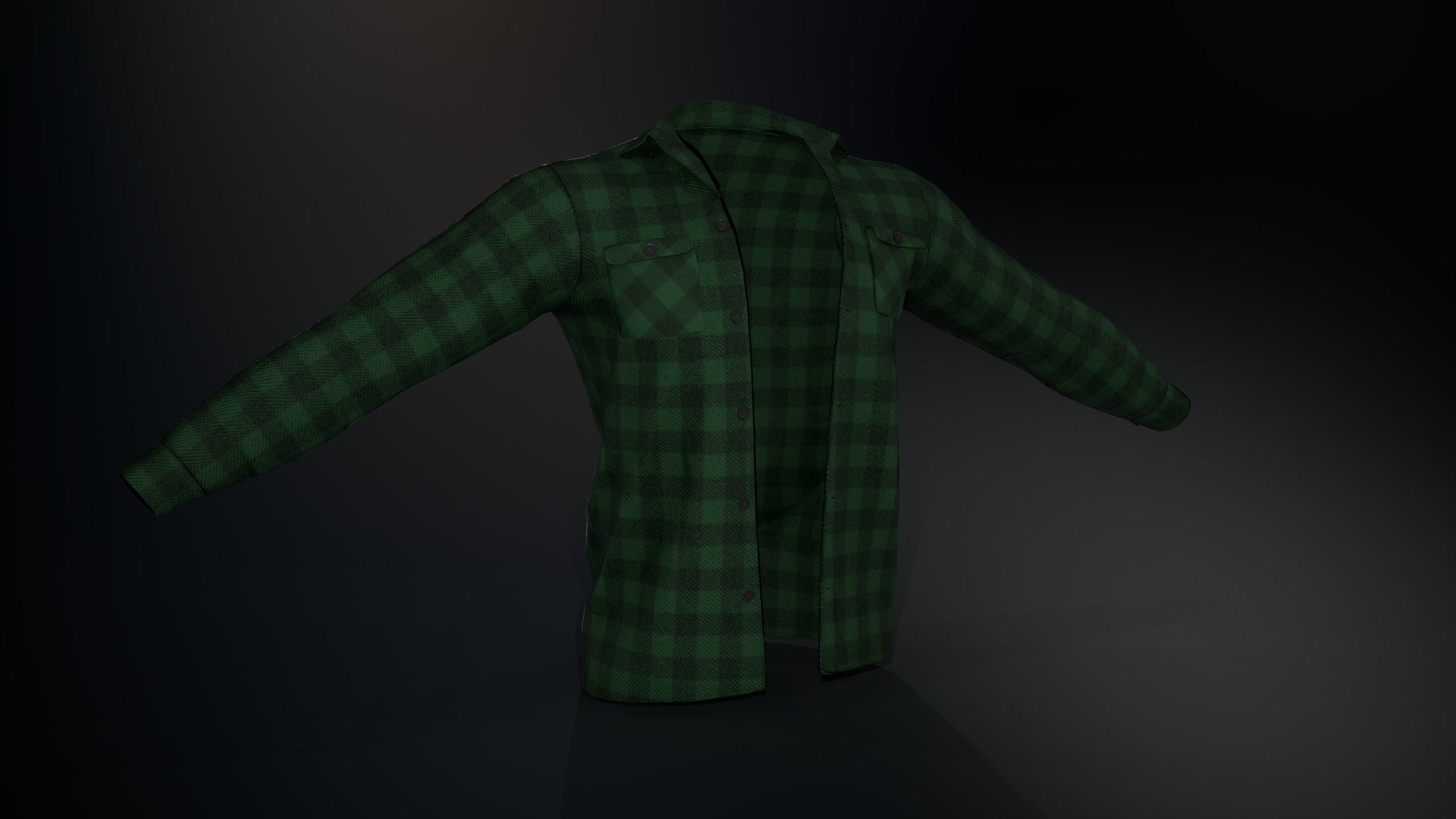 Green Flannel Shirt  Low-poly 3D model_5