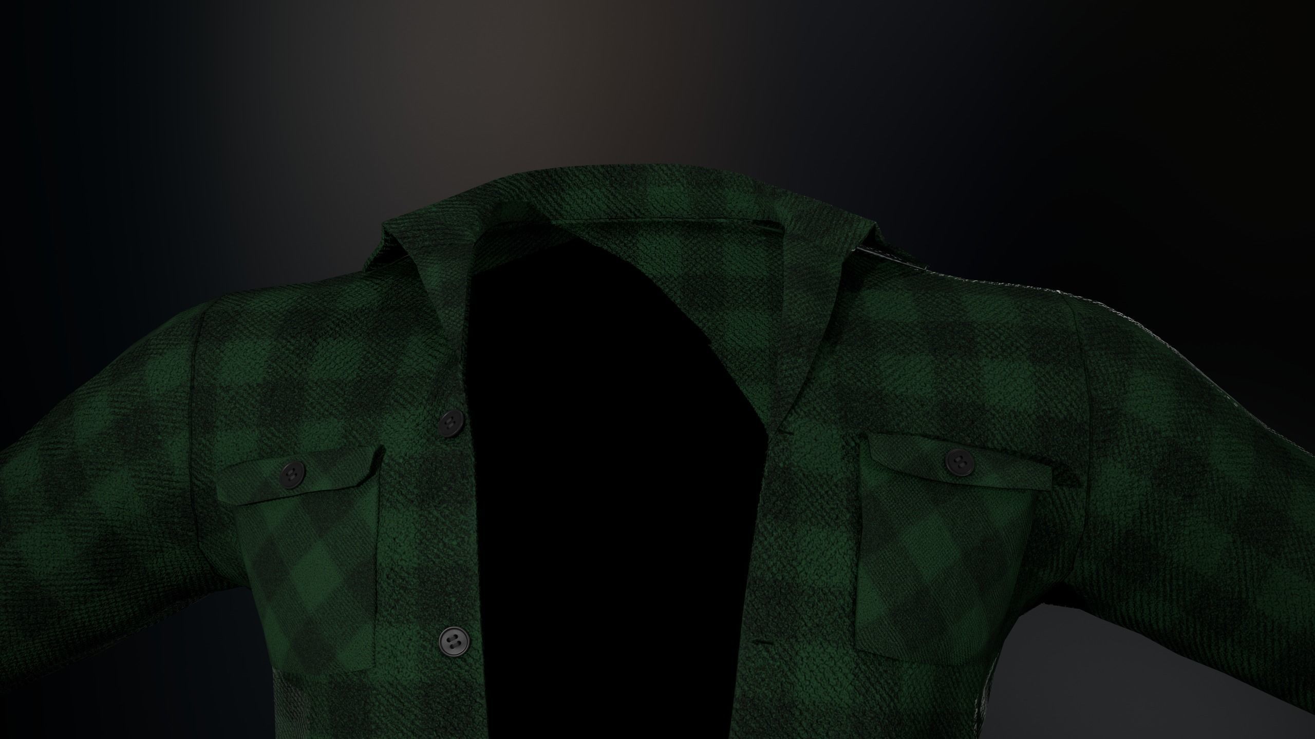 Green Flannel Shirt  Low-poly 3D model_7