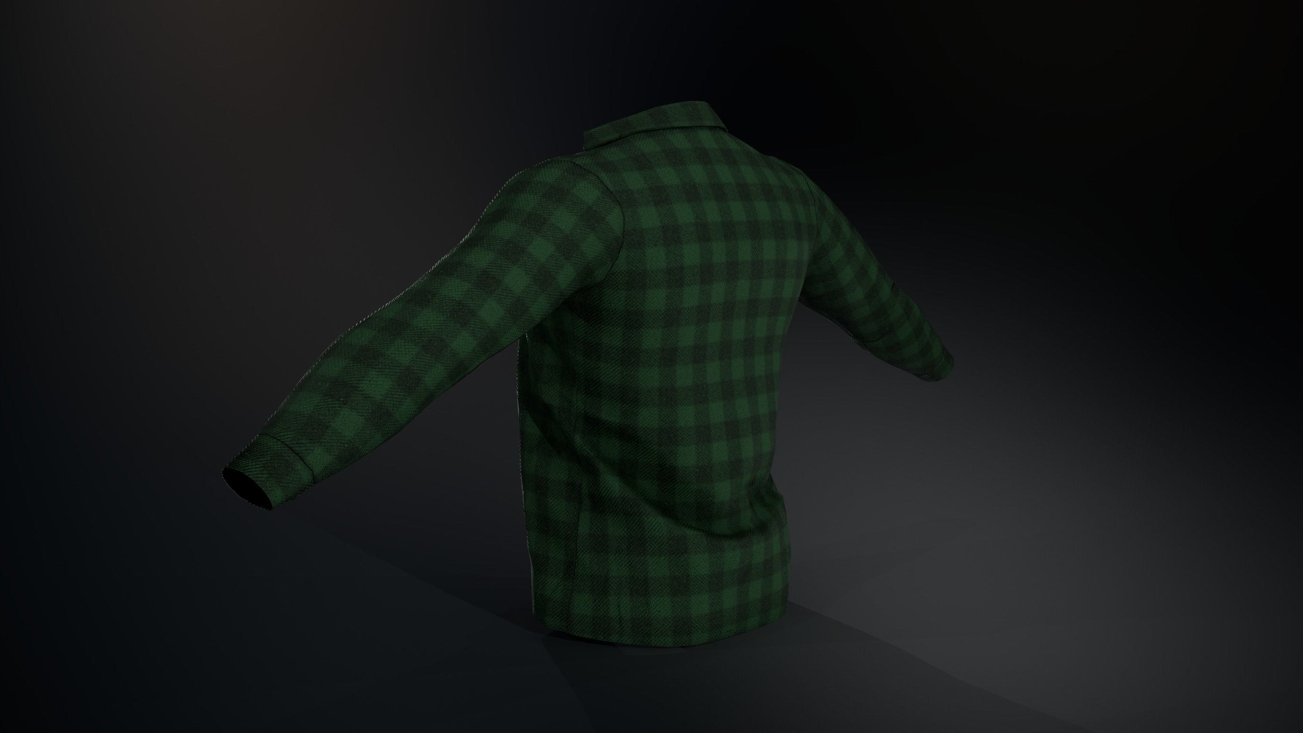 Green Flannel Shirt  Low-poly 3D model_10