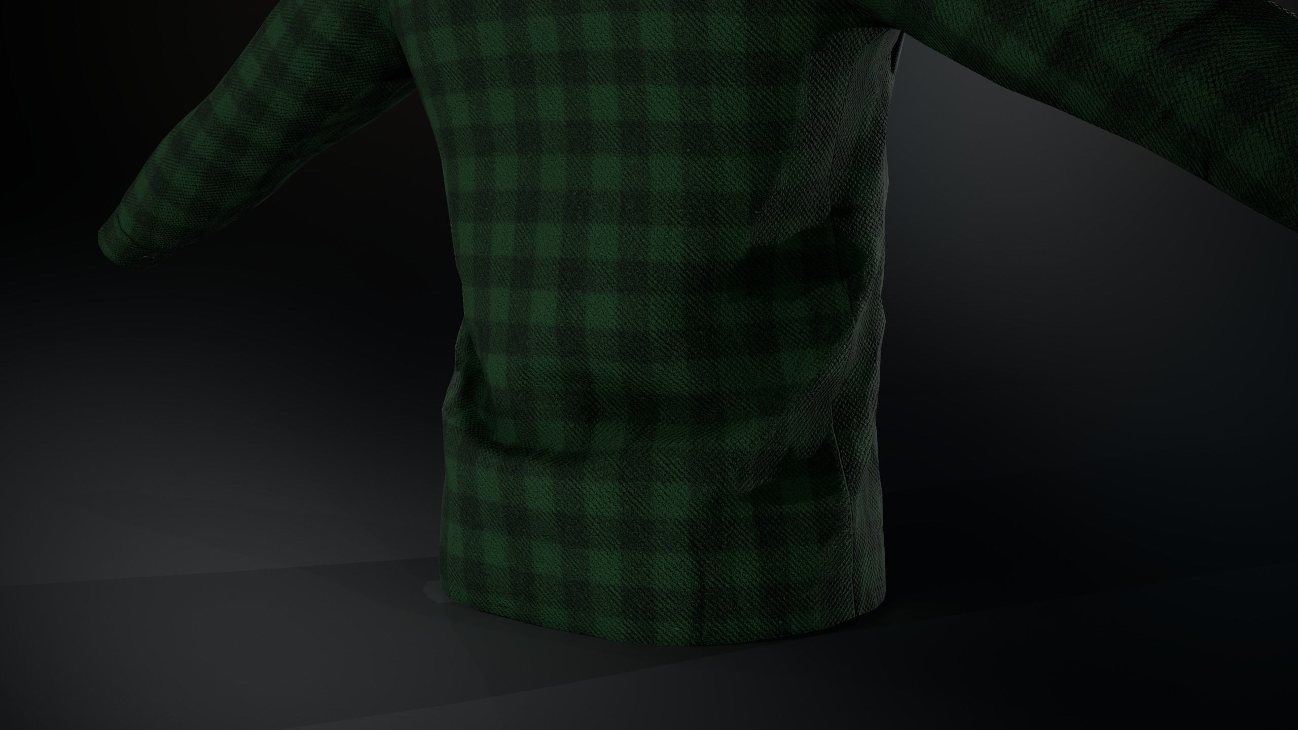 Green Flannel Shirt  Low-poly 3D model_14
