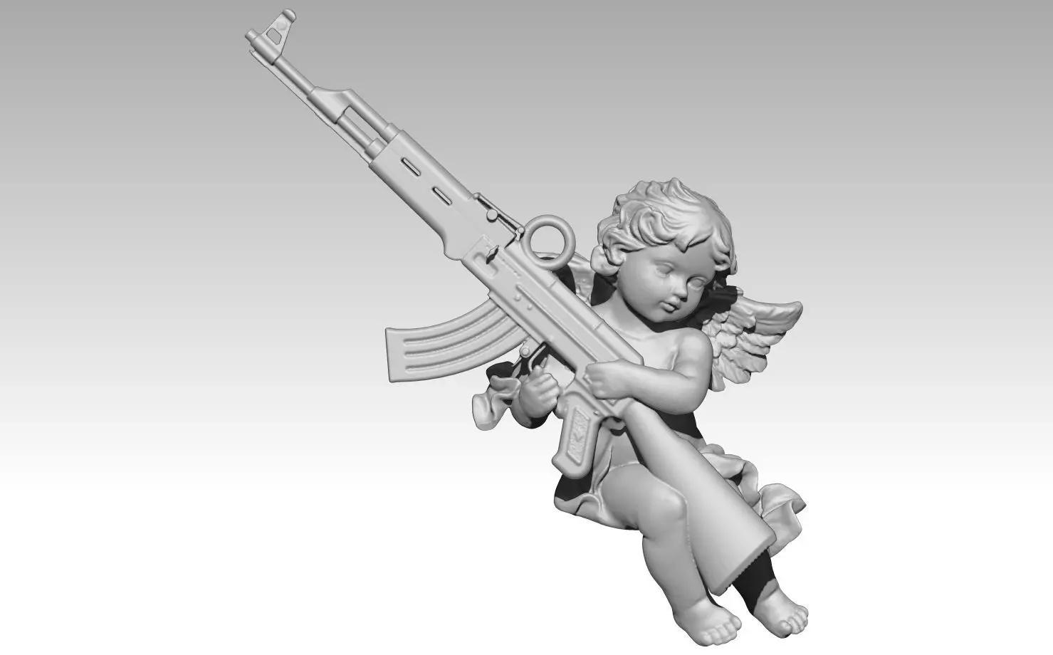 Angel weapon AK47 Avtomat Kalashnikova assault rifle Pendant 3D print model