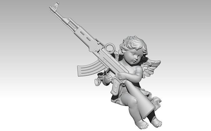 Angel weapon AK47 Avtomat Kalashnikova assault rifle Pendant  3D print model