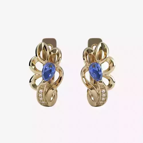 Women earrings with gems CAD 3dm stl