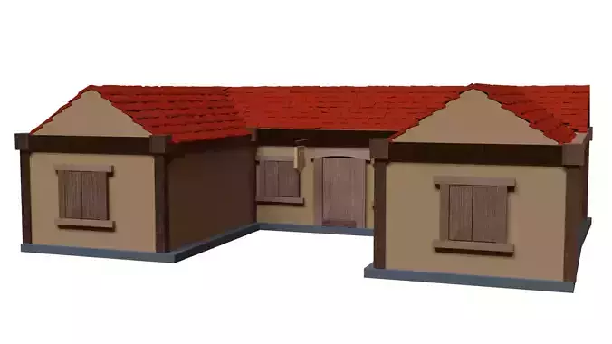 low-poly tavern roof of house