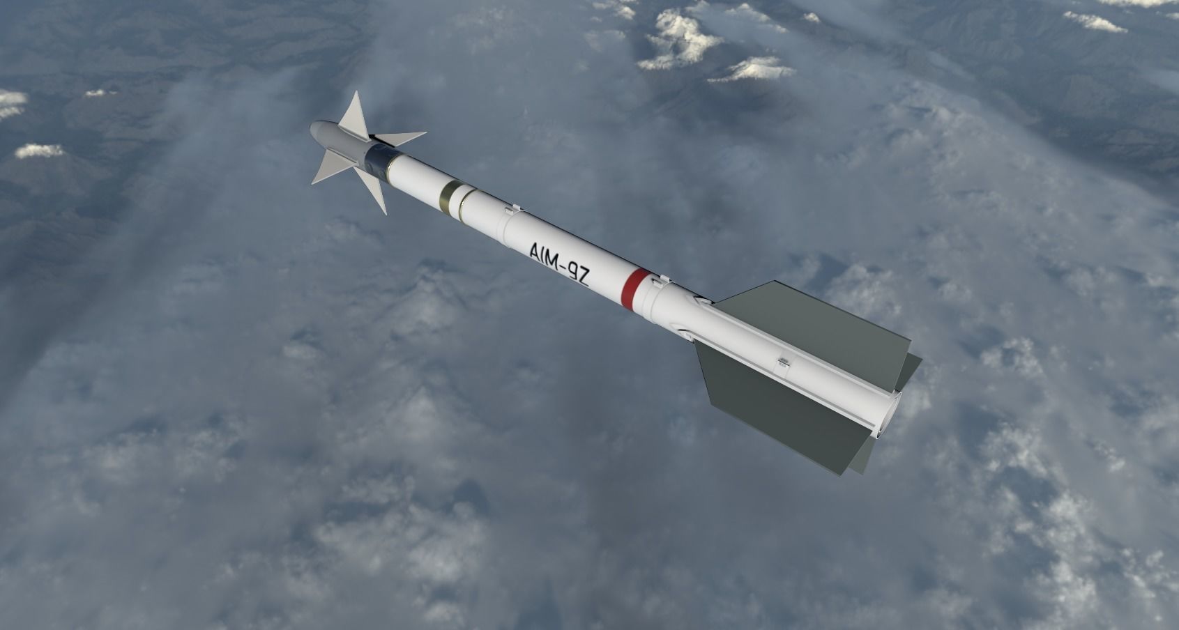 Sidewinder Missile Low-poly 3D model_9