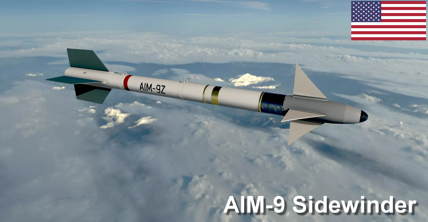 Sidewinder Missile Low-poly 3D model_0