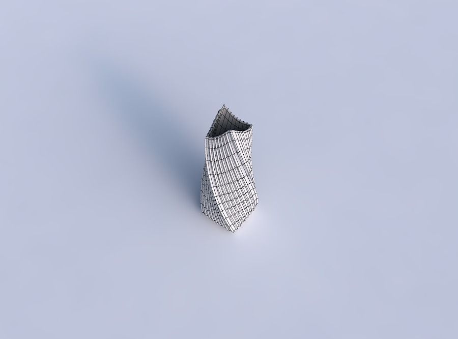 Vase twisted double arc rectangle with hard horizontal dents 3D print model_6