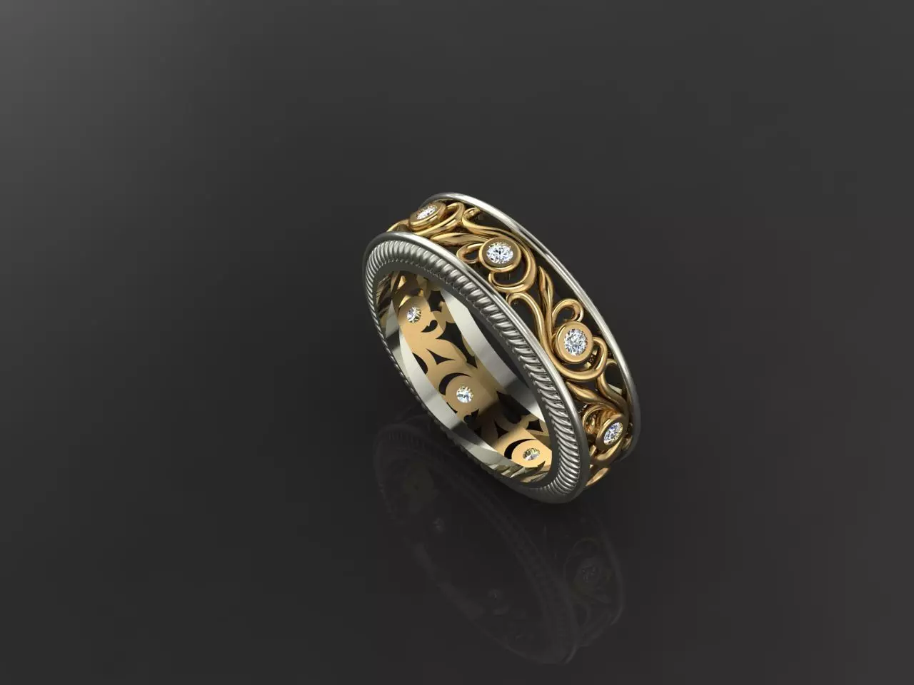 Elegant Women Ring with Floral Pattern Delicate Jewelry Design 3D print model